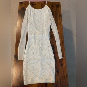 White Studded Off-Shoulder Dress